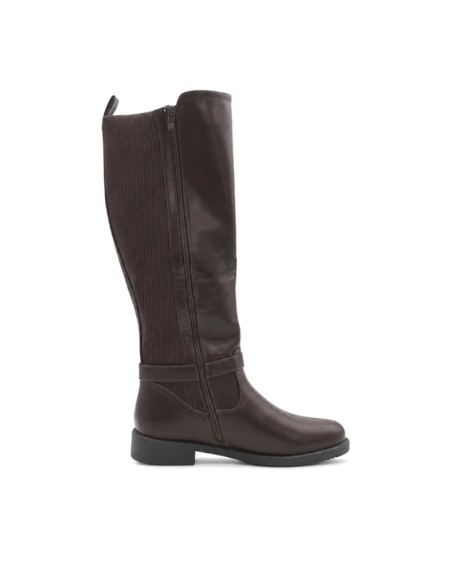 Bota marrón plana mujer con cremallera interior