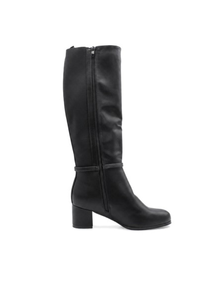 Bota negra alta mujer con cremallera interior