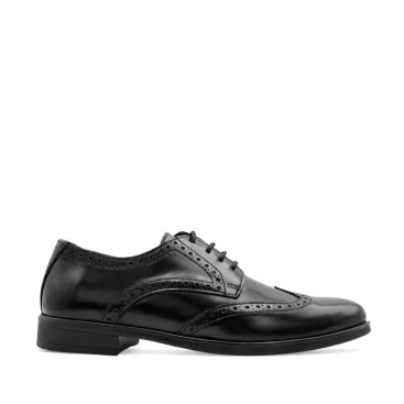 Zapato brogue negro de vestir para hombre vista lateral