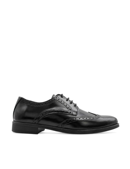 Zapato brogue negro de vestir para hombre vista lateral