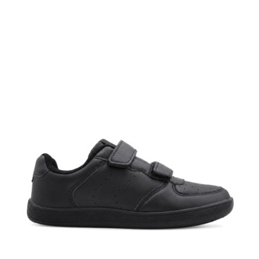 Zapatilla barefoot negra con doble velcro vista lateral