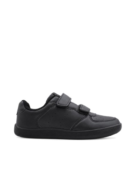 Zapatilla barefoot negra con doble velcro vista lateral