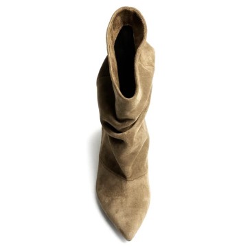 Botín slouchy camel de mujer vista superior