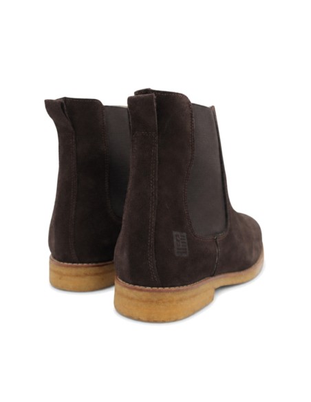 Vista trasera de bota Chelsea marrón para hombre