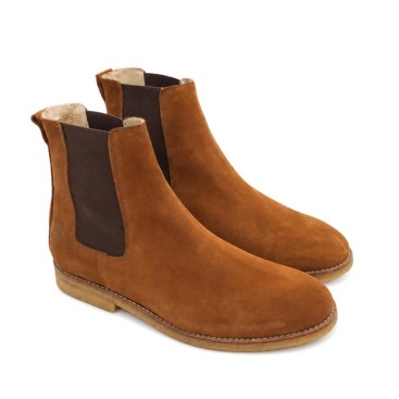 Bota Chelsea camel de serraje para hombre vista lateral
