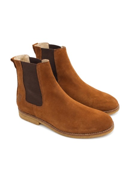 Bota Chelsea camel de serraje para hombre vista lateral