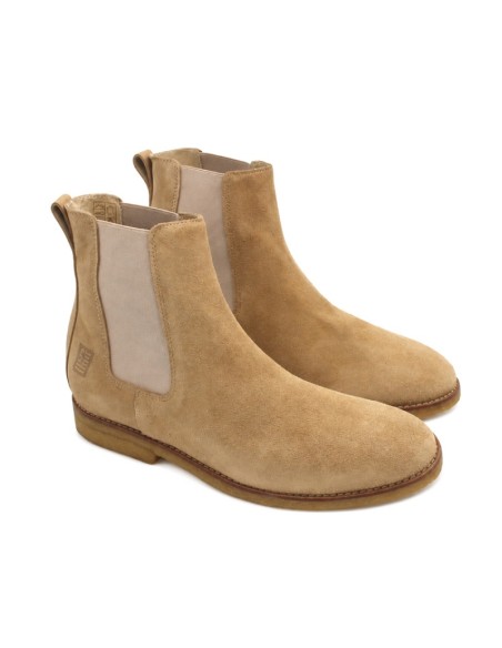 Bota Chelsea beige de serraje para hombre vista lateral