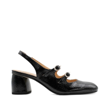 Zapato Mary Jane de charol negro con tacón Vienty