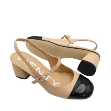 Zapato camel destalonado Vienty con puntera negra de charol