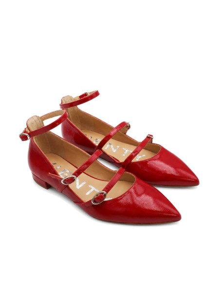 Zapatos rojos de charol Vienty con triple hebilla
