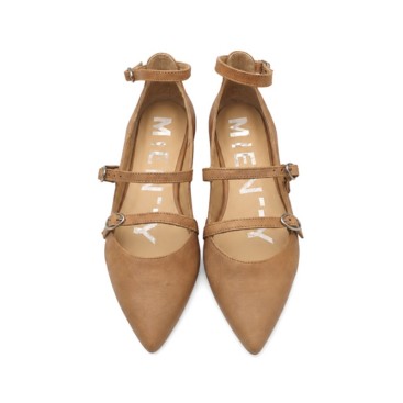Bailarina camel tipo Mary Jane Vienty vista frontal