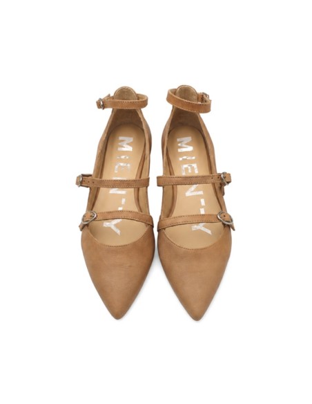 Bailarina camel tipo Mary Jane Vienty vista frontal