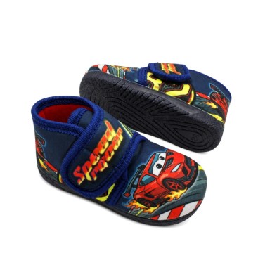 Zapatilla de casa Cars azul marino con suela de goma flexible