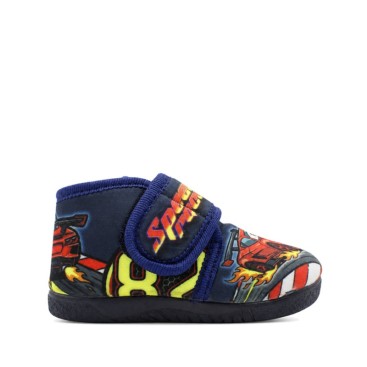 Zapatilla de casa Cars azul marino tipo botín con velcro