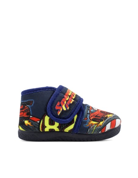Zapatilla de casa Cars azul marino tipo botín con velcro