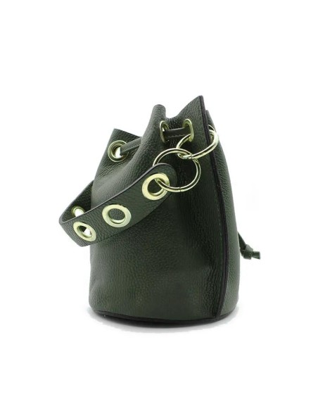 Bolso tipo saco mujer verde de piel