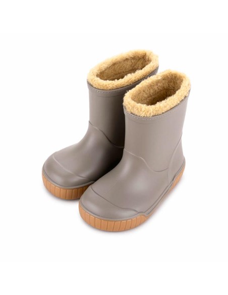 Bota de agua infantil taupe Igor Pau con forro de borreguito