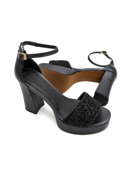 Sandalias de fiesta negras Vienty con tira de glitter