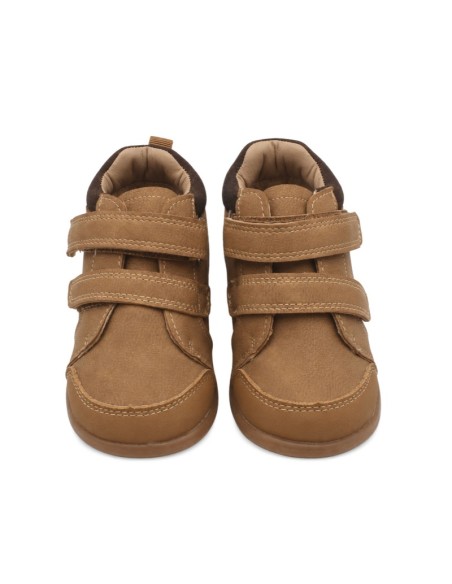 Botines camel niño con doble tira adherente Bubble Kids