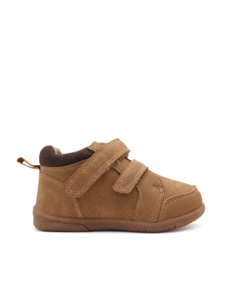 Botines bebe niño con doble velcro Bubble Kids camel vista lateral