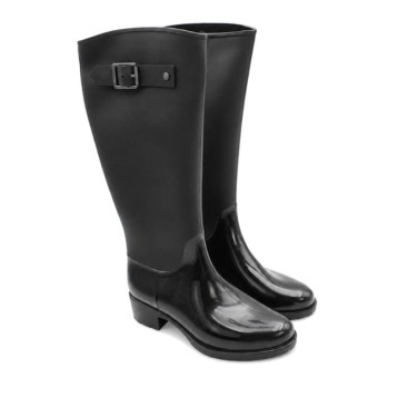 Bota de agua negra mujer acabado mate y brillo