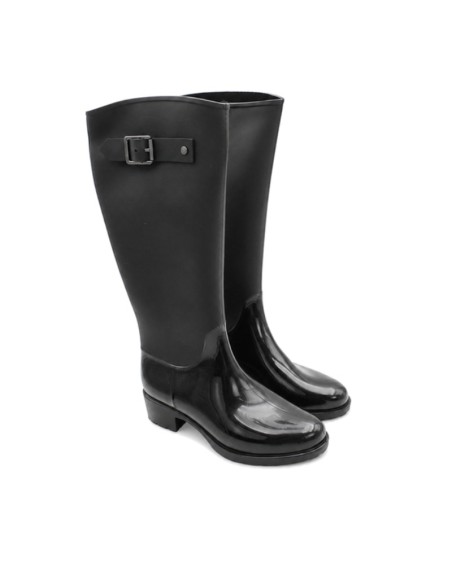 Bota de agua negra mujer acabado mate y brillo