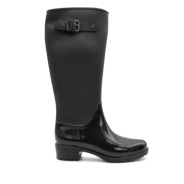 Bota de agua negra mujer con hebilla lateral