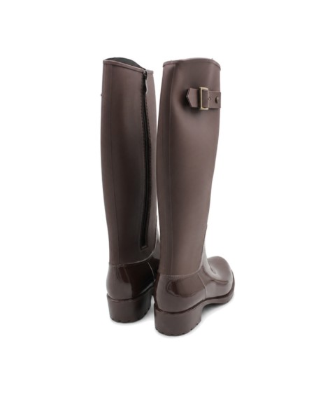 Tacón de bota de agua marrón mujer