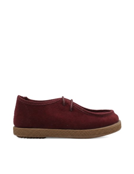 Zapato Wallabee burdeos para niño Condiz vista lateral