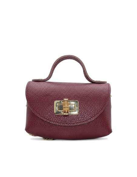 Bolso burdeos con asa corta y solapa