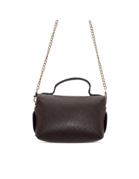 Bolso marron chocolate con asa corta y cadena