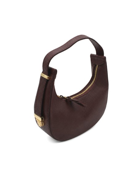 Bolso burdeos media luna de piel