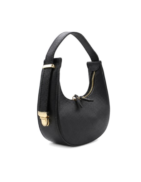 Bolso hobo negro pequeño con asa corta