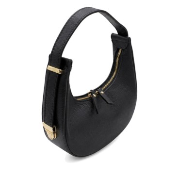 Bolso negro de hombro con doble cremallera