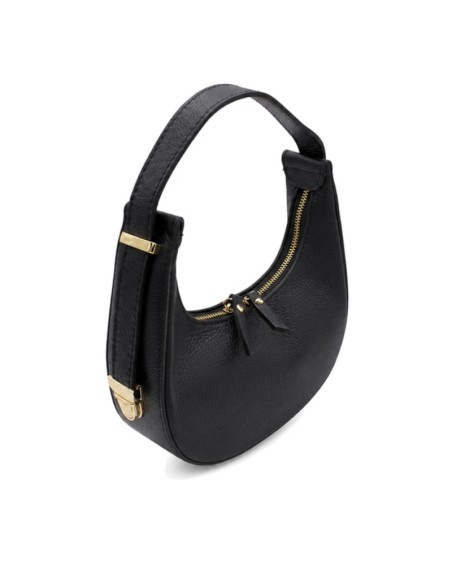 Bolso negro de hombro con doble cremallera