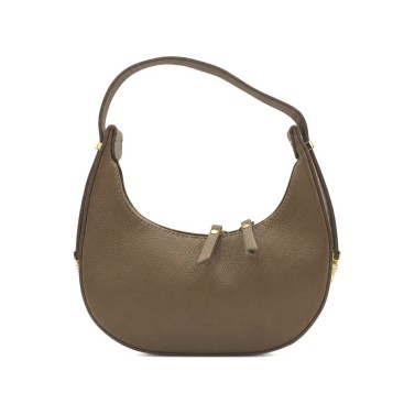 Bolso hobo de piel media luna taupe