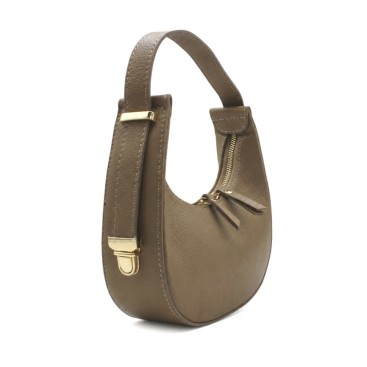 Bolso taupe pequeño con herrajes dorados