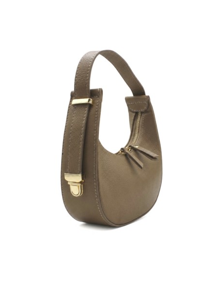Bolso taupe pequeño con herrajes dorados