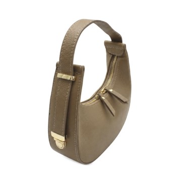 Bolso media luna piel taupe