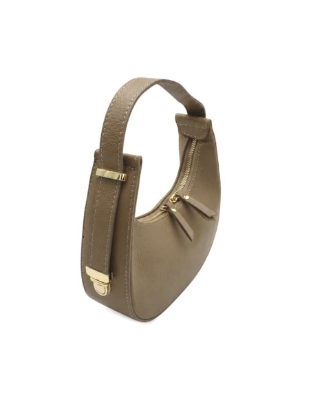 Bolso media luna piel taupe