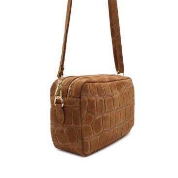 Bolso bandolera serraje camel efecto croco