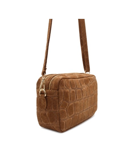 Bolso bandolera serraje camel efecto croco