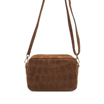 Bolso bandolera camel rectangular con asa larga