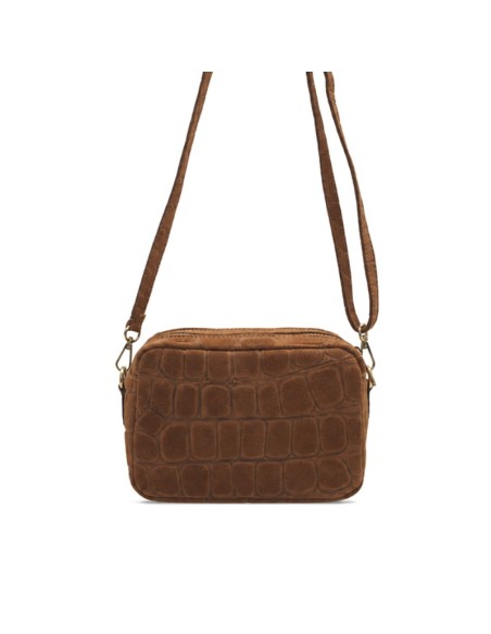 Bolso bandolera camel rectangular con asa larga