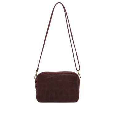 Bolso de serraje burdeos rectangular italiano
