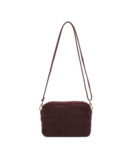 Bolso de serraje burdeos rectangular italiano