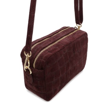 Bolso bandolera cocodrilo burdeos de serraje