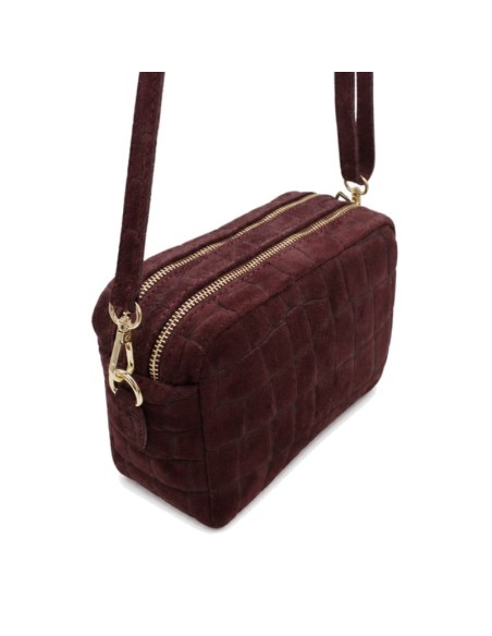 Bolso bandolera cocodrilo burdeos de serraje
