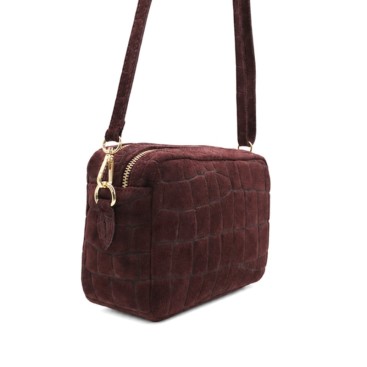 Bolso burdeos croco con herrajes dorados