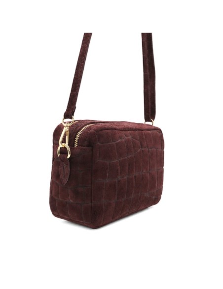 Bolso burdeos croco con herrajes dorados